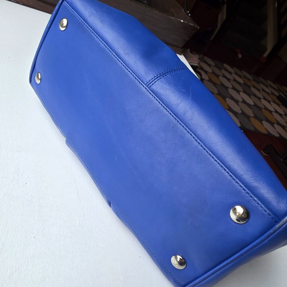 Coach Satchel Top Handle Shoulder Bag Leather Purple Blue Xtra Strap F25296 EUC - Picture 9 of 16